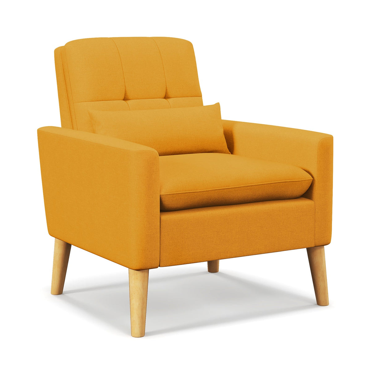 Sillón auxiliar con cojín lumbar, patas de madera de caucho natural y cojines acolchados