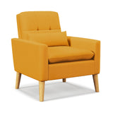 Sillón auxiliar con cojín lumbar, patas de madera de caucho natural y cojines acolchados