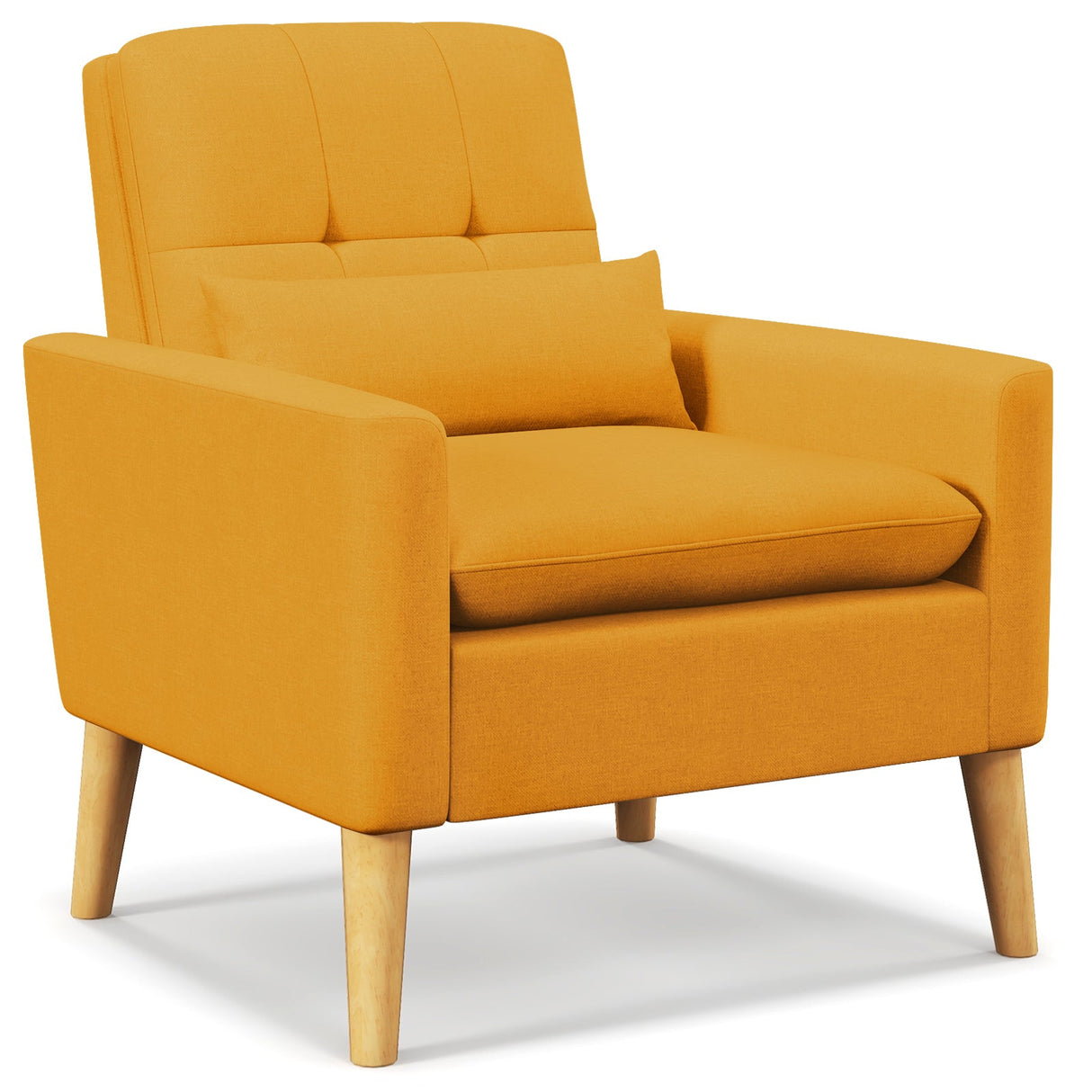 Sillón auxiliar con cojín lumbar, patas de madera de caucho natural y cojines acolchados