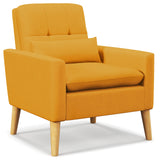 Sillón auxiliar con cojín lumbar, patas de madera de caucho natural y cojines acolchados