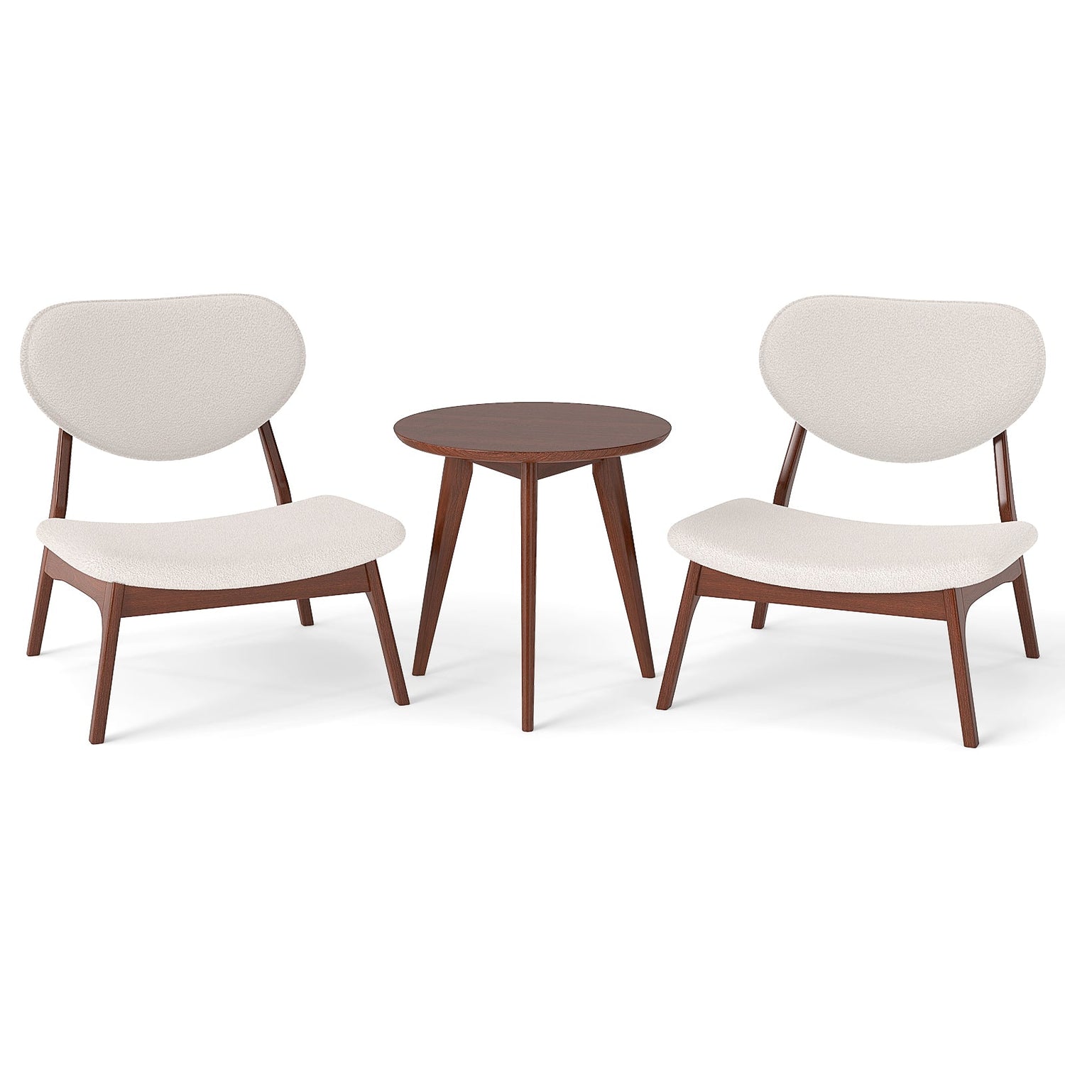 Juego de 2 sillas decorativas con mesa auxiliar y estructura de madera maciza