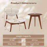 Juego de 2 sillas decorativas con mesa auxiliar y estructura de madera maciza