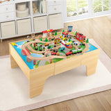 Juego de tren de madera de 84 piezas con mesa reversible y desmontable