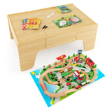 Juego de tren de madera de 84 piezas con mesa reversible y desmontable