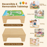 Juego de tren de madera de 84 piezas con mesa reversible y desmontable