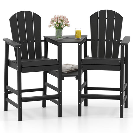 Silla Adirondack de 2 asientos, para todo tipo de clima, con bandeja doble de conexión