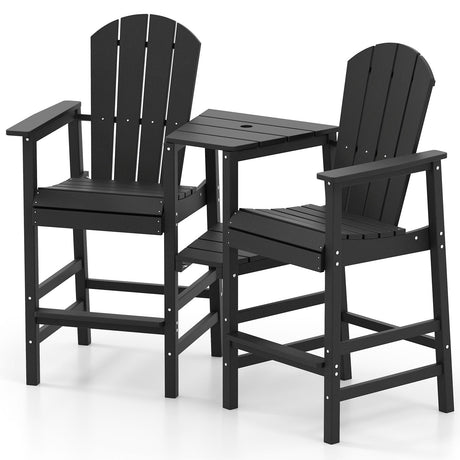 Silla Adirondack de 2 asientos, para todo tipo de clima, con bandeja doble de conexión