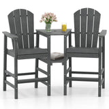 2-Seat Adirondack Chair All-Weather Adirondack Chair with Double Connecting Tray