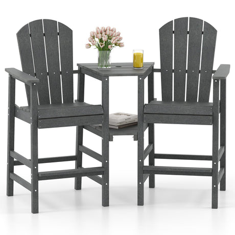 Silla Adirondack de 2 asientos, para todo tipo de clima, con bandeja doble de conexión