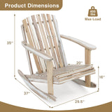 Mecedora Adirondack con asiento de listones y respaldo alto en forma de abanico - Natural