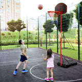 Sistema de Soporte Portátil para Aro de Baloncesto Ajustable con 2 Ruedas y Base Rellenable - Negro y Rojo