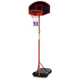 Sistema de Soporte Portátil para Aro de Baloncesto Ajustable con 2 Ruedas y Base Rellenable - Negro y Rojo