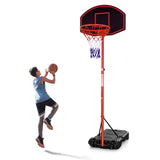 Sistema de Soporte Portátil para Aro de Baloncesto Ajustable con 2 Ruedas y Base Rellenable - Negro y Rojo