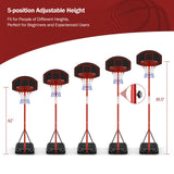Sistema de Soporte Portátil para Aro de Baloncesto Ajustable con 2 Ruedas y Base Rellenable - Negro y Rojo