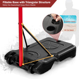 Sistema de Soporte Portátil para Aro de Baloncesto Ajustable con 2 Ruedas y Base Rellenable - Negro y Rojo