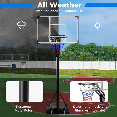 Canasta de baloncesto ajustable de 4.9-10 pies con tablero inastillable