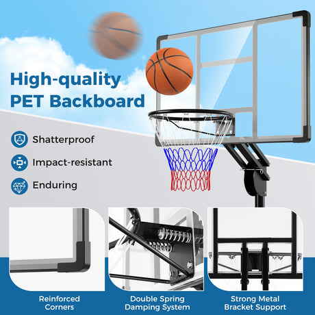 Canasta de baloncesto ajustable de 4.9-10 pies con tablero inastillable