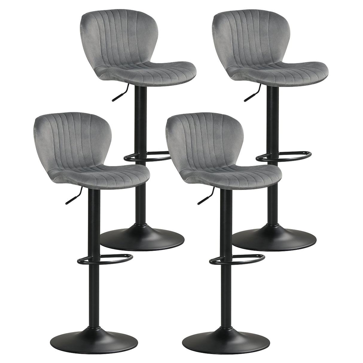 Adjustable Counter Height Chairs Set of 4 with Velvet Upholstered Backrests