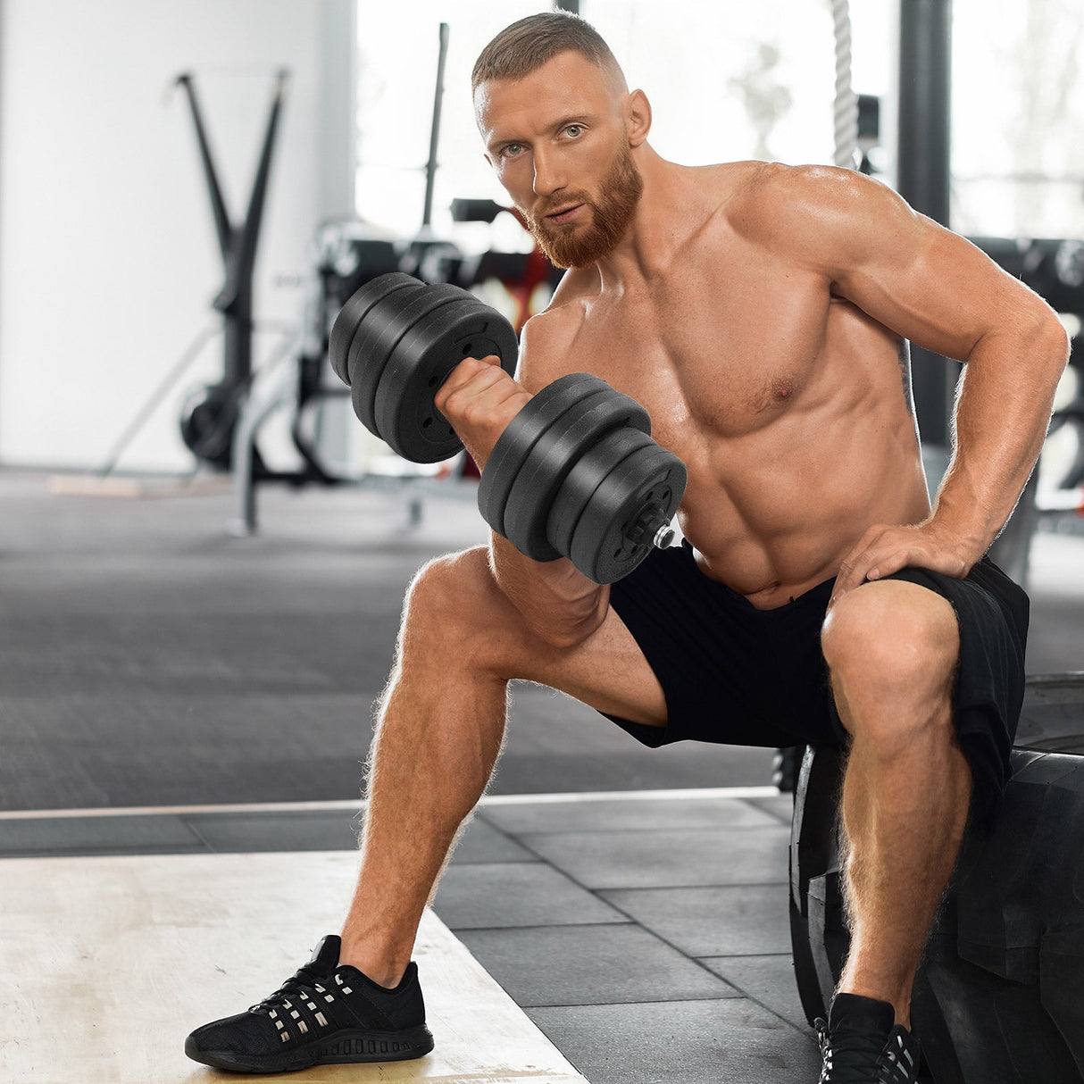 Mancuernas ajustables de 66 libras, pesas libres con conectores para entrenamientos de fitness en casa