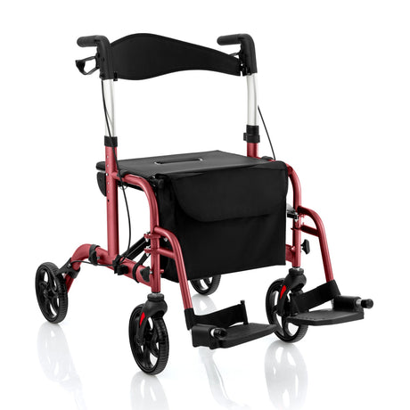 Andador enrollable 2 en 1 con mango plegable ajustable y espacio de almacenamiento