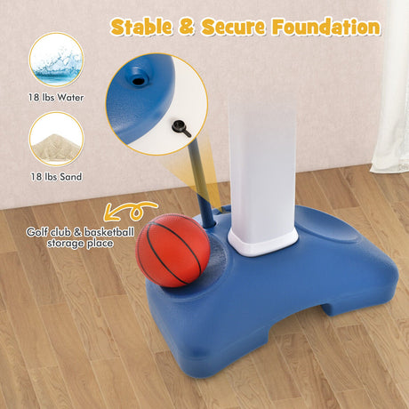 Canasta de baloncesto ajustable 4 en 1 para niños con lanzamiento de aros y pelota pegajosa