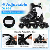 Patines en línea ajustables para niños - 4 tallas - Patín de cuchilla ajustable
