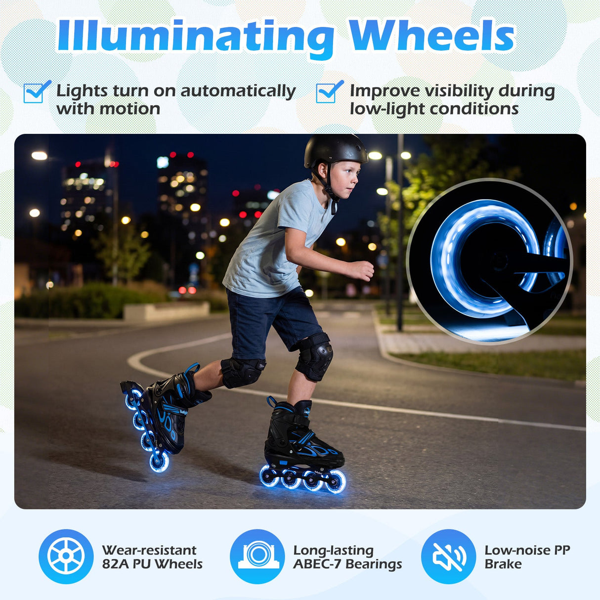 Patines en línea ajustables para niños - 4 tallas - Patín de cuchilla ajustable