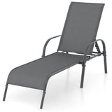 Adjustable Patio Chaise Folding Lounge Chair with Backrest