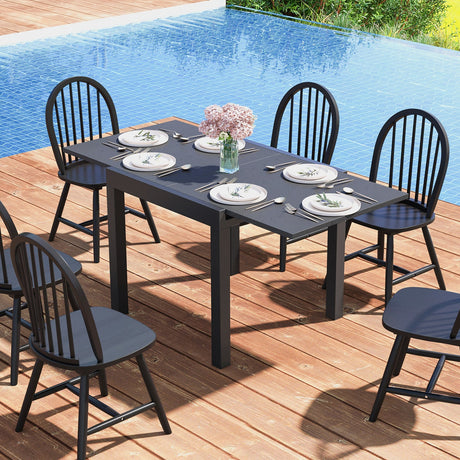 Mesa de comedor extensible ajustable de patio de 31.5 a 63 pulgadas para 4-6 personas - Gris