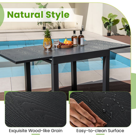 Mesa de comedor extensible ajustable de patio de 31.5 a 63 pulgadas para 4-6 personas - Gris
