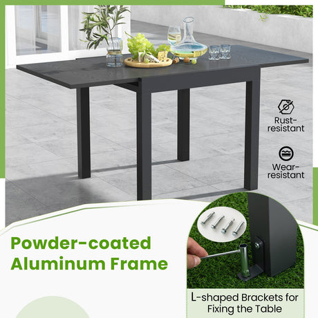 Mesa de comedor extensible ajustable de patio de 31.5 a 63 pulgadas para 4-6 personas - Gris