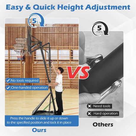 Sistema de aro de baloncesto portátil con altura ajustable de 4.9 a 10 pies