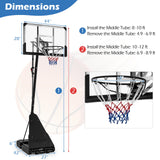 Sistema de aro de baloncesto portátil con altura ajustable de 4.9 a 10 pies