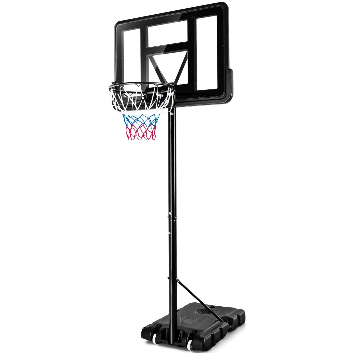 Soporte de canasta de baloncesto portátil ajustable con tablero inastillable y ruedas
