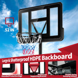 Soporte de canasta de baloncesto portátil ajustable con tablero inastillable y ruedas
