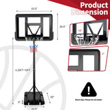 Soporte de canasta de baloncesto portátil ajustable con tablero inastillable y ruedas