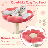 Torre para gatitos estética de varios niveles de 49 pulgadas de alto con diseño floral y percha acolchada de felpa en forma de flor - multicolor