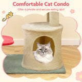 Torre para gatitos estética de varios niveles de 49 pulgadas de alto con diseño floral y percha acolchada de felpa en forma de flor - multicolor