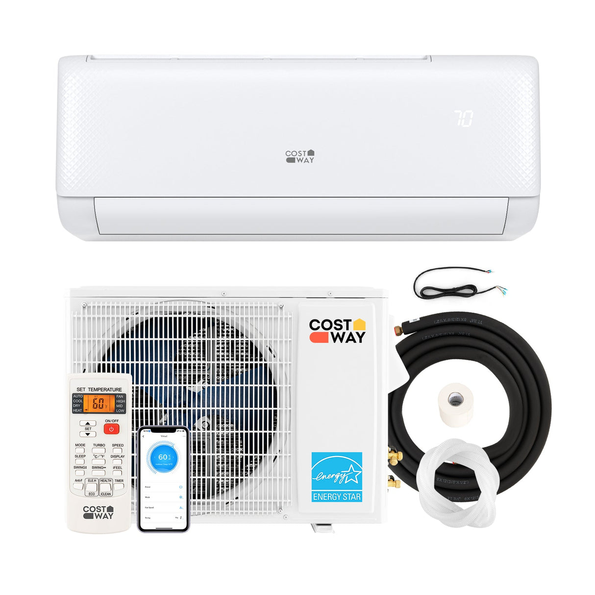 Airtural Serie 24000 BTU 21 SEER2 Aire Acondicionado Calefactor Mini Split sin Ductos con Certificación Energy Star y WiFi