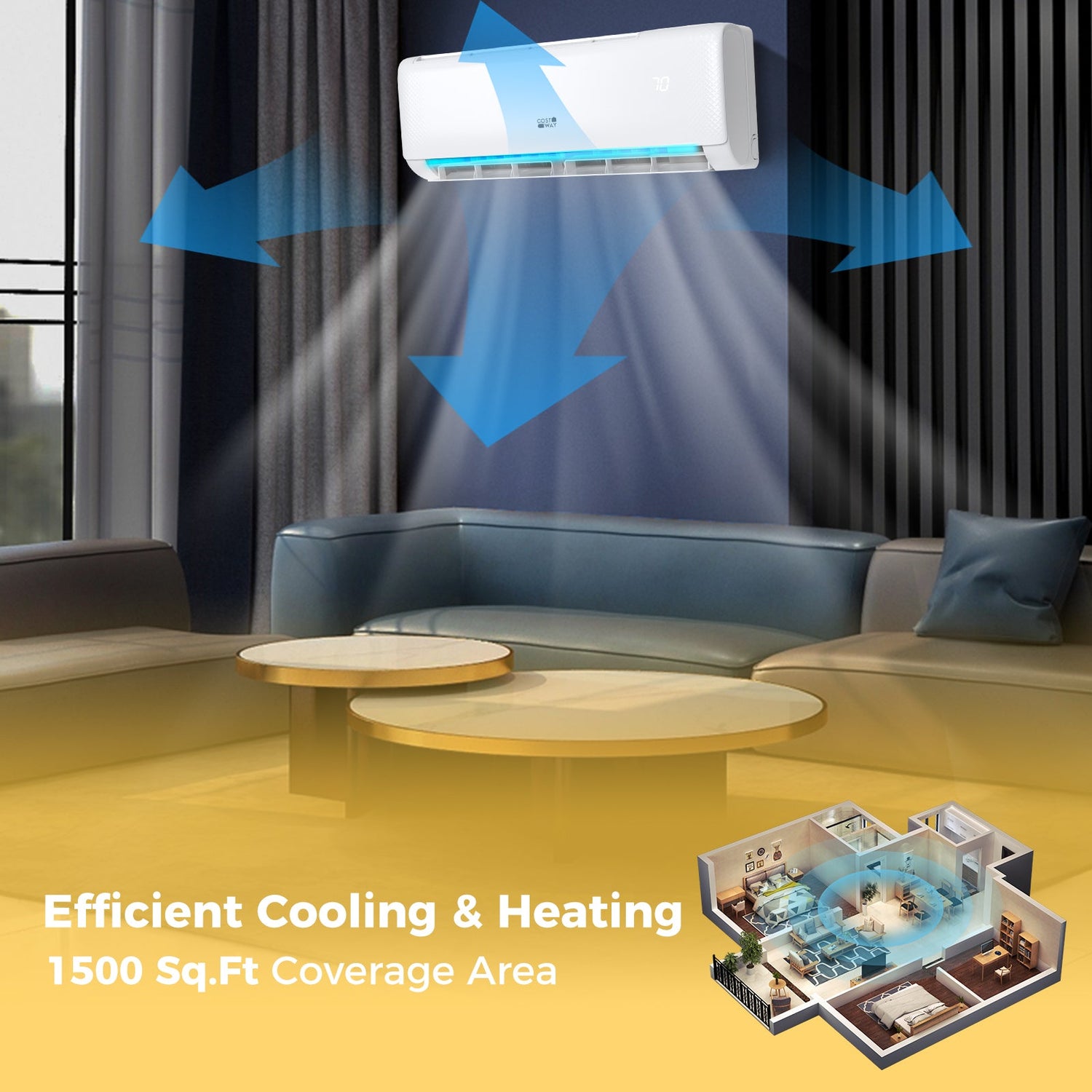 Airtural Serie 24000 BTU 21 SEER2 Aire Acondicionado Calefactor Mini Split sin Ductos con Certificación Energy Star y WiFi