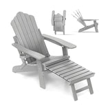 All-Weather HIPS Patio Adirondack Lounge Chair with Retractable Footrest