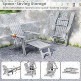 All-Weather HIPS Patio Adirondack Lounge Chair with Retractable Footrest