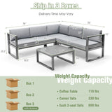 4 Pieces Aluminum Patio Furniture Set with Thick Seat and Back Cushions-Gray