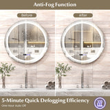 Anti-Fog Round Led Bathroom Mirror with 3 Color LED Lights