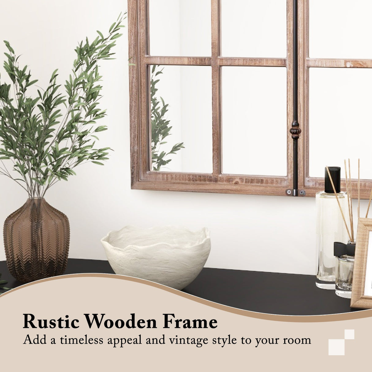 Espejo de pared con cristal de arco para sala de estar y entrada - Natural