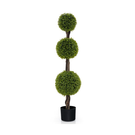 Árbol artificial de 4 pies con forma de bola, hojas de PE exuberantes y tronco