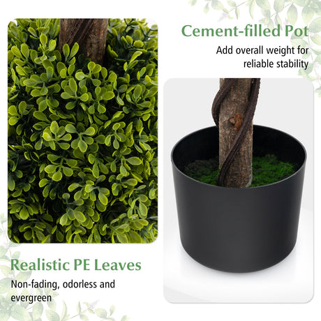 Árbol artificial de 4 pies con forma de bola, hojas de PE exuberantes y tronco