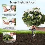 Juego de 2 árboles de begonias artificiales de 33 cm, arbustos falsos de hoja perenne con estacas para tierra, blancos