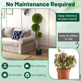 4 FT Artificial Boxwood Topiary Ball Tree in Weighted Pot with Triple Ball