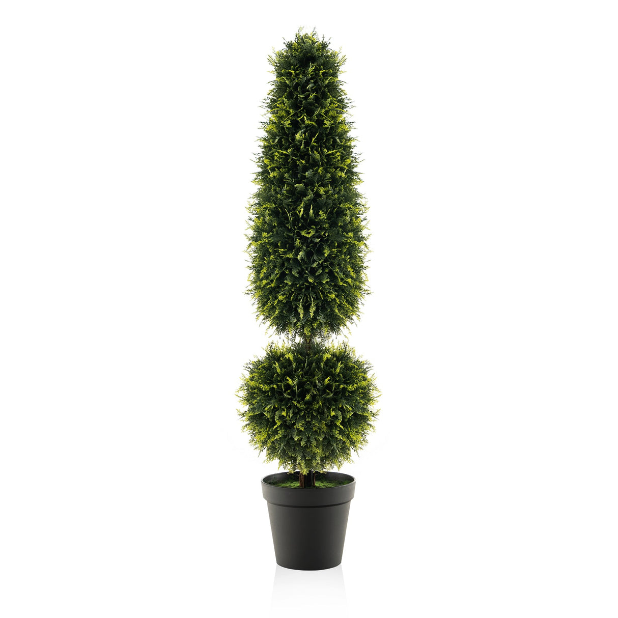 Árbol de topiario artificial de boj de 4 pies con enredaderas naturales y hojas de PE - Verde